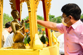 มมส จัดพิธีอัญเชิญพระอุปคุต แห่ผะเหวดเข้าเมือง ประเพณีบุญผะเหวดฯ